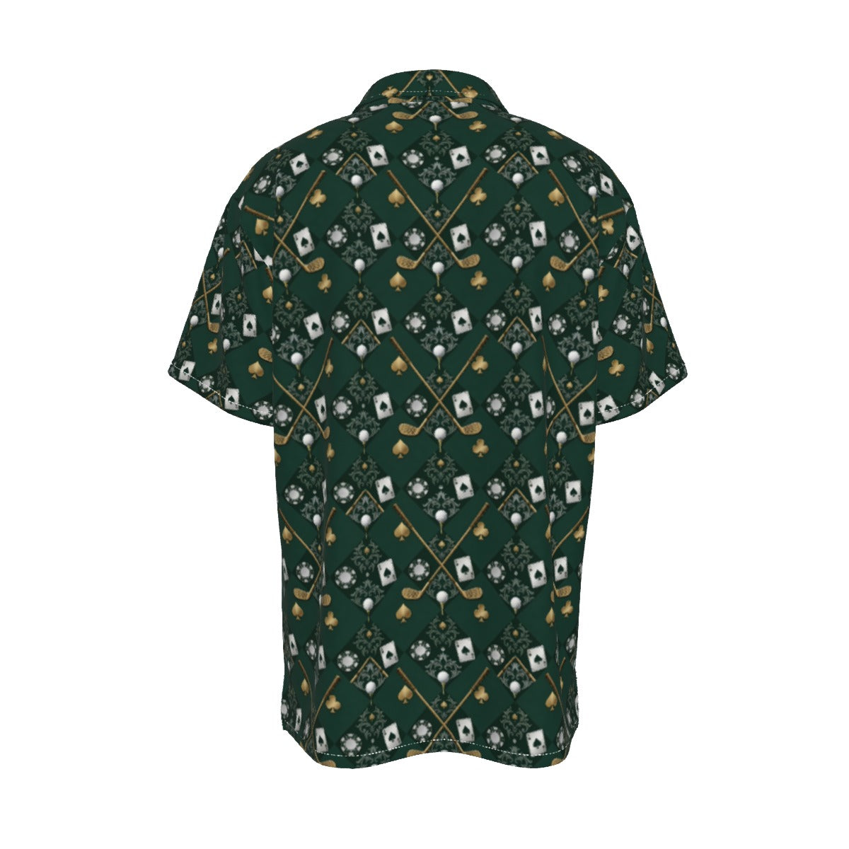 Bluffs & Bogeys Men's Performance Button-Up - Clubs and Cards  - Green