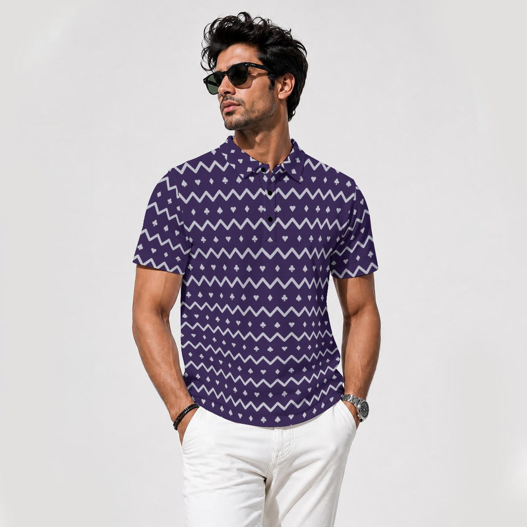 The Zigzag – Purple Performance Golf Polo V4