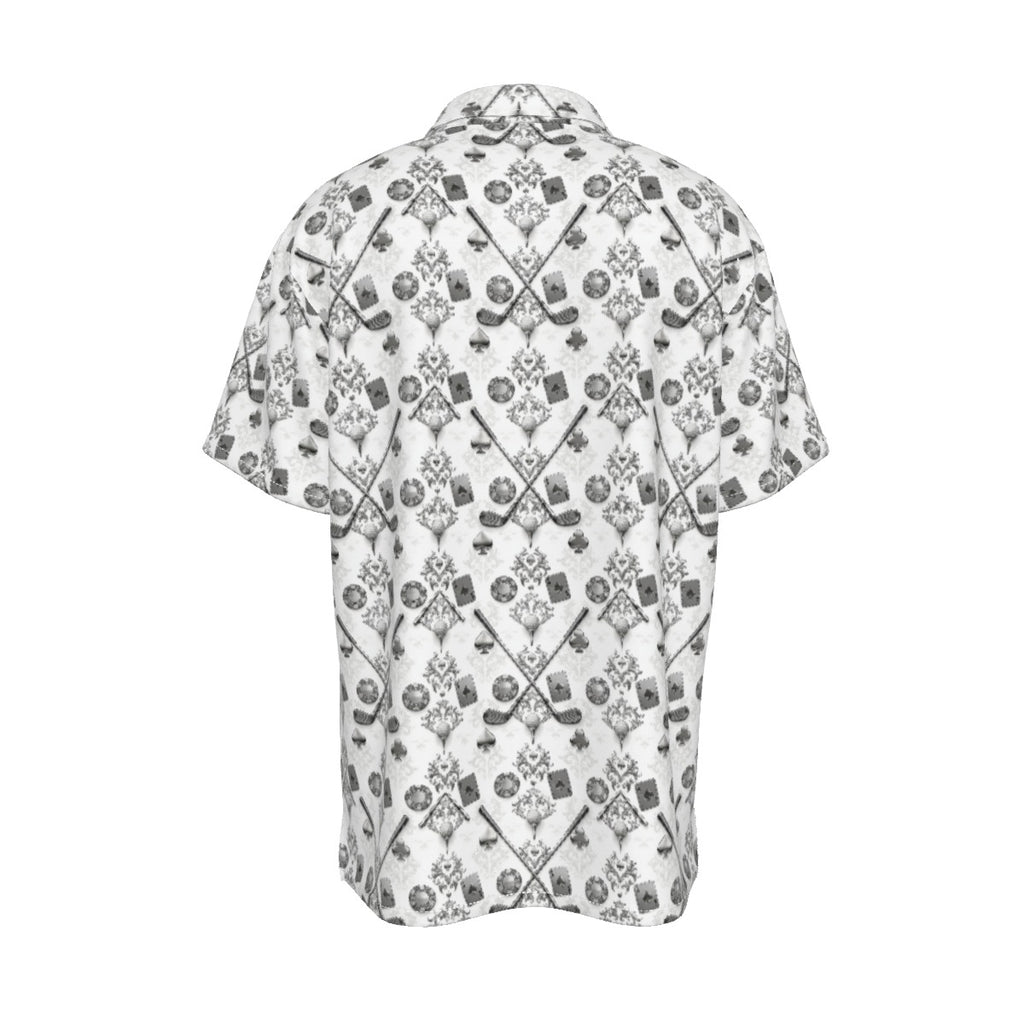 Bluffs & Bogeys Men's Performance Button-Up - Clubs and Cards  - White
