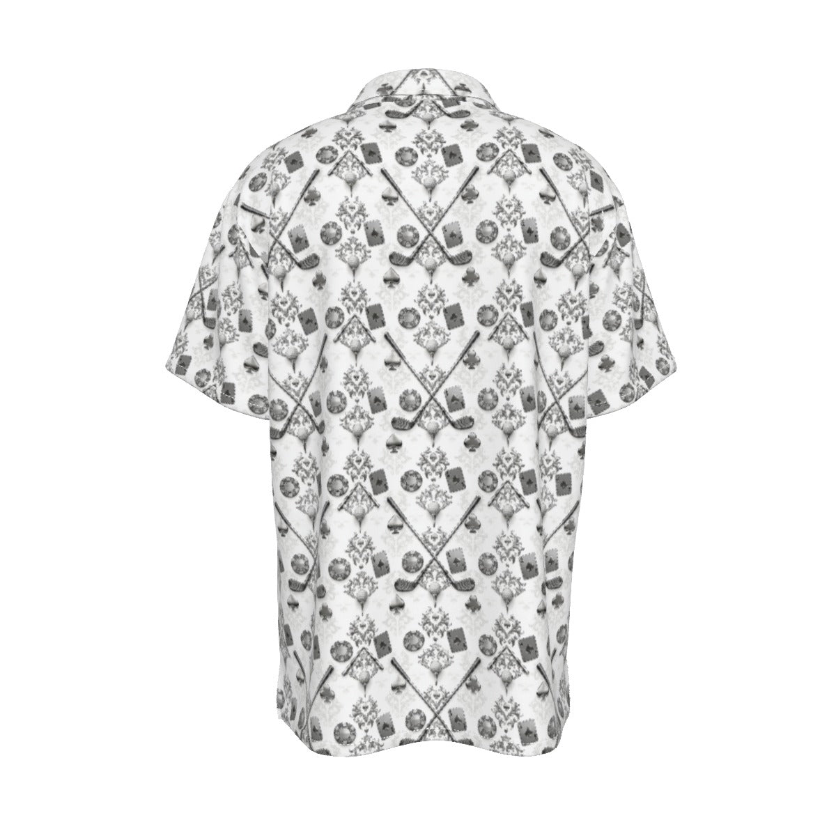Bluffs & Bogeys Men's Performance Button-Up - Clubs and Cards  - White