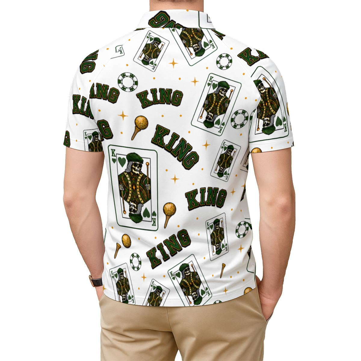 The King Performance Polo White/Green v3 – Bluffs & Bogeys