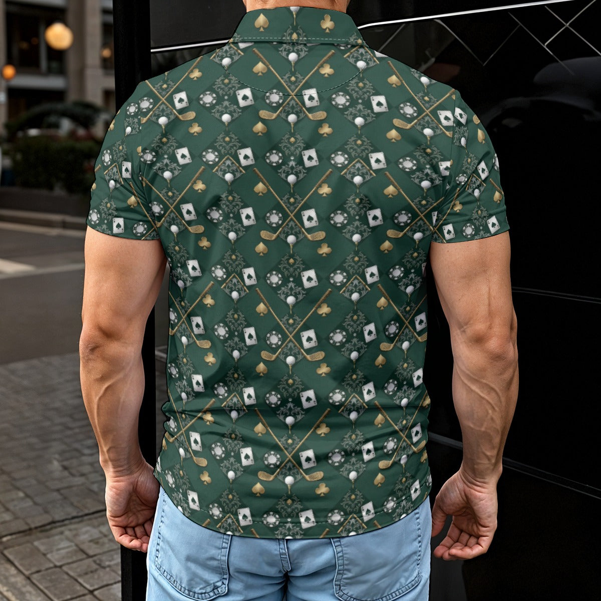 Bluffs & Bogeys Polo for Men – Clean Fit, Bold Print, All-Day Performance