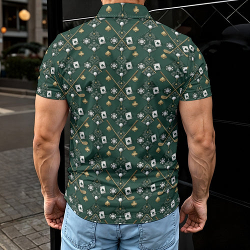 Bluffs & Bogeys Polo for Men – Clean Fit, Bold Print, All-Day Performance