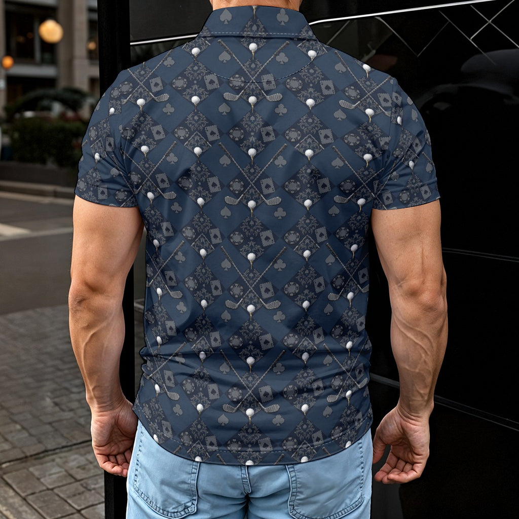 Bluffs & Bogeys Polo for Men – Clean Fit, Bold Print, All-Day Performance