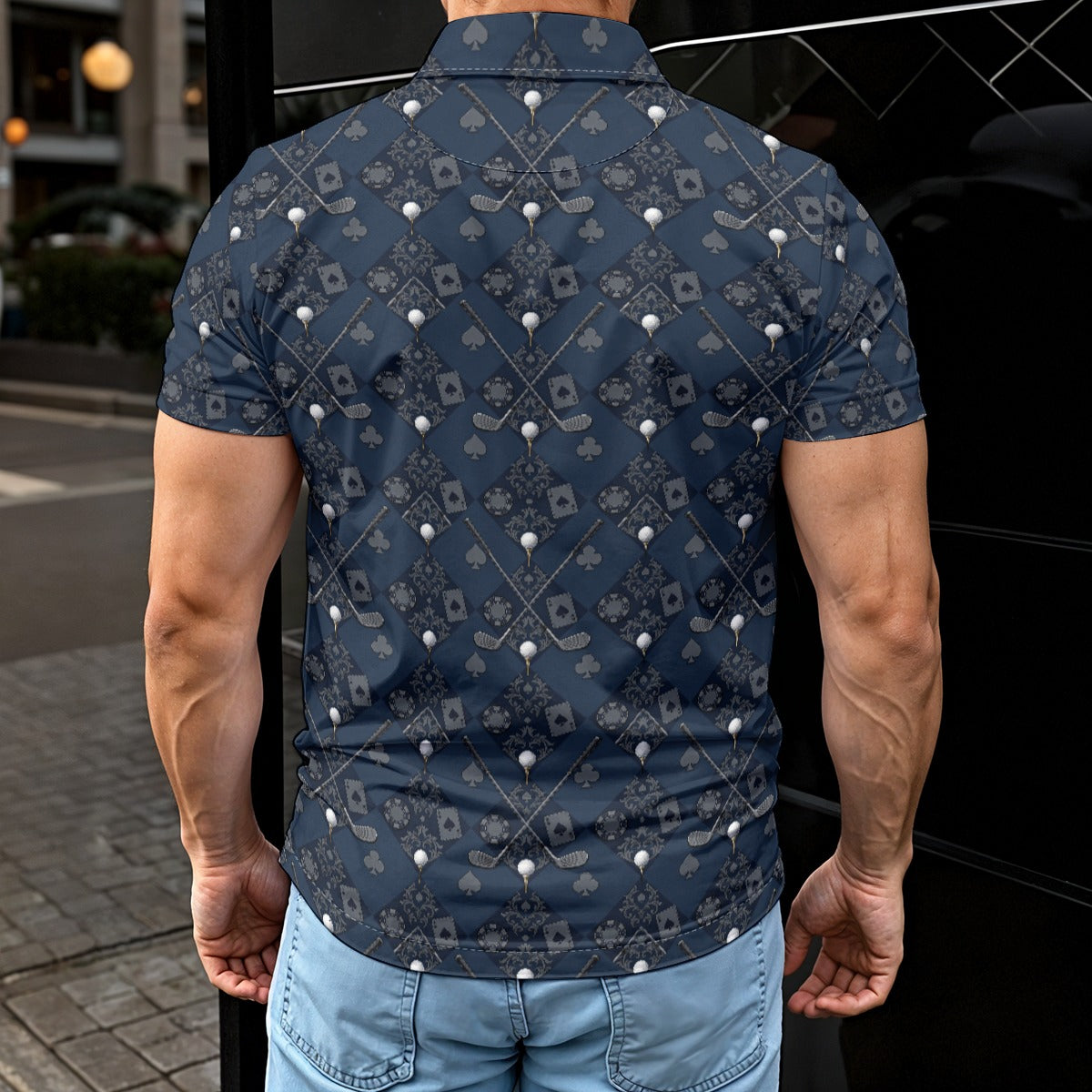 Bluffs & Bogeys Polo for Men – Clean Fit, Bold Print, All-Day Performance