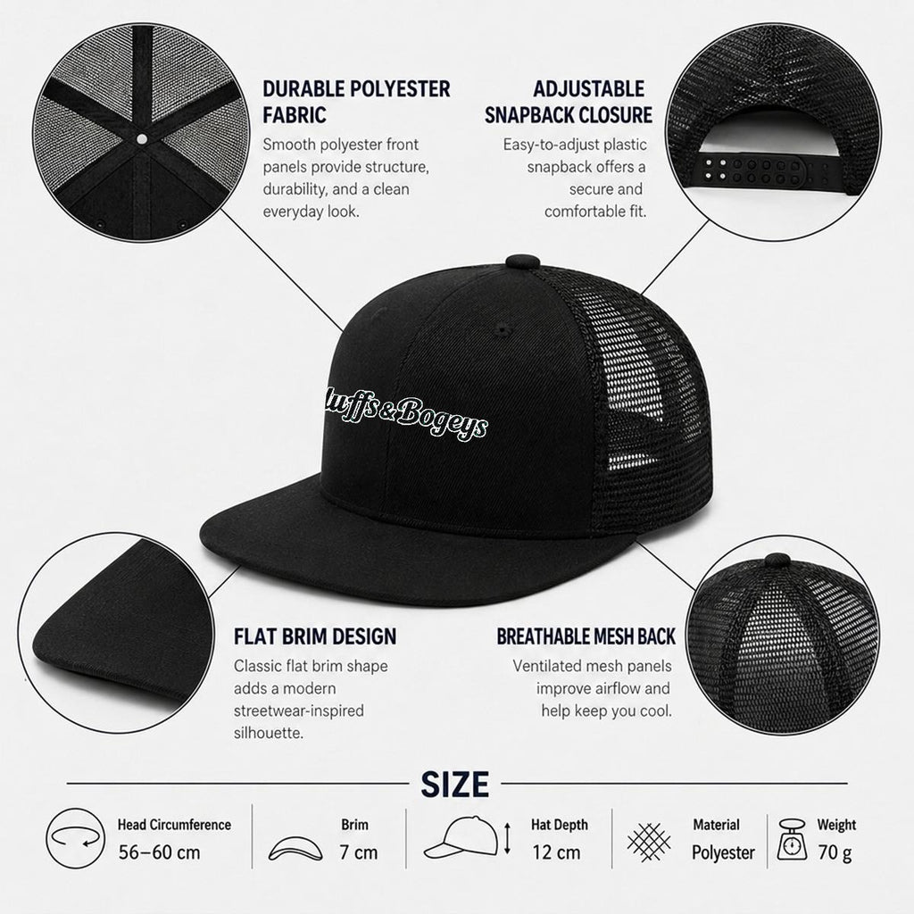 Bluffs & Bogeys Script Trucker Cap ~ Black