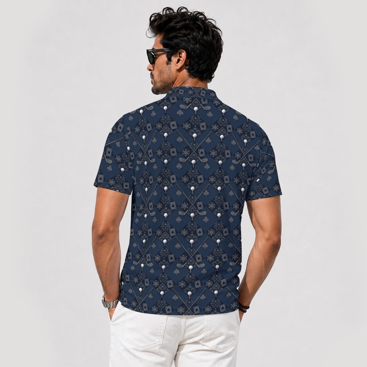 Bluffs & Bogeys ~ Cards and Clubs Blue ~ Men's Polo V4