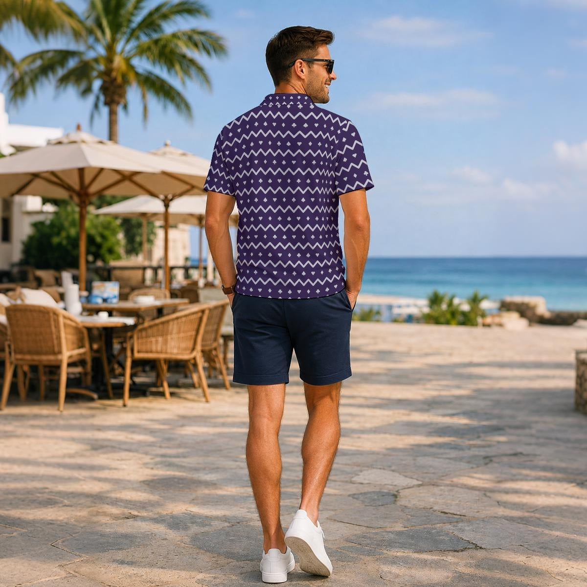 The Zigzag – Purple Performance Golf Polo V4