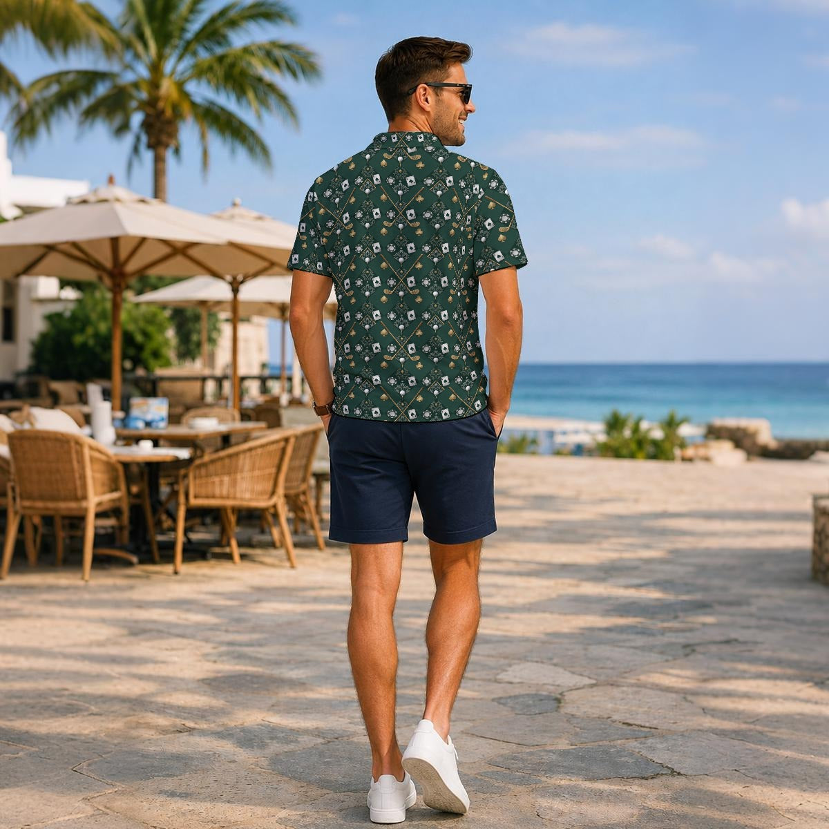 Bluffs & Bogeys ~ Cards and Clubs Green ~ Men's Polo V4