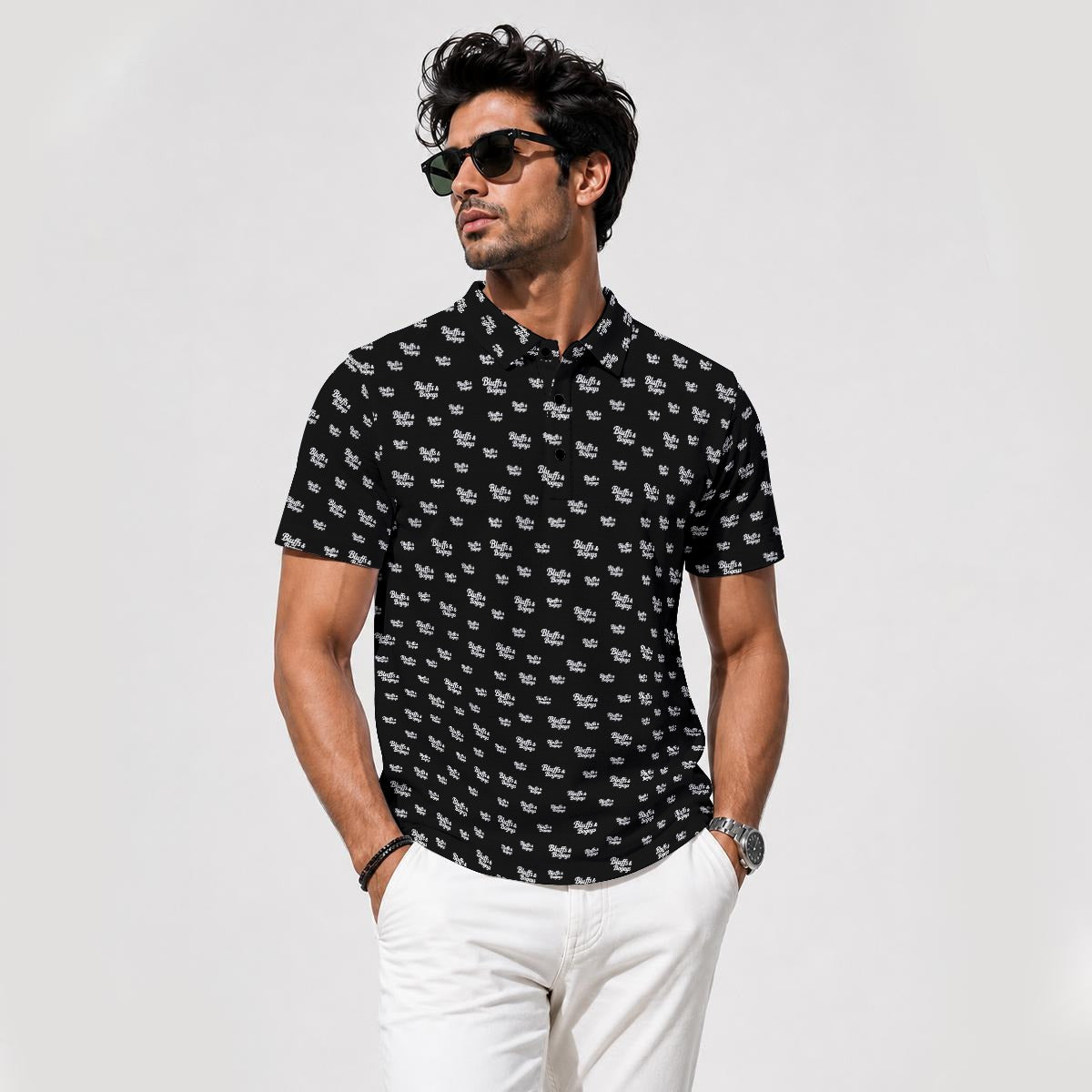 The Signature Bluffs & Bogeys Performance Polo Black V4