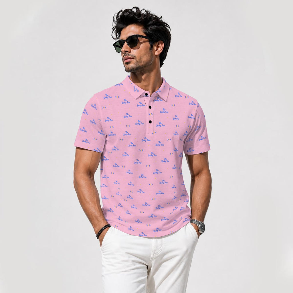 Bluffs & Bogeys Men's ~ Lucky Few Pink Men's Polo V4