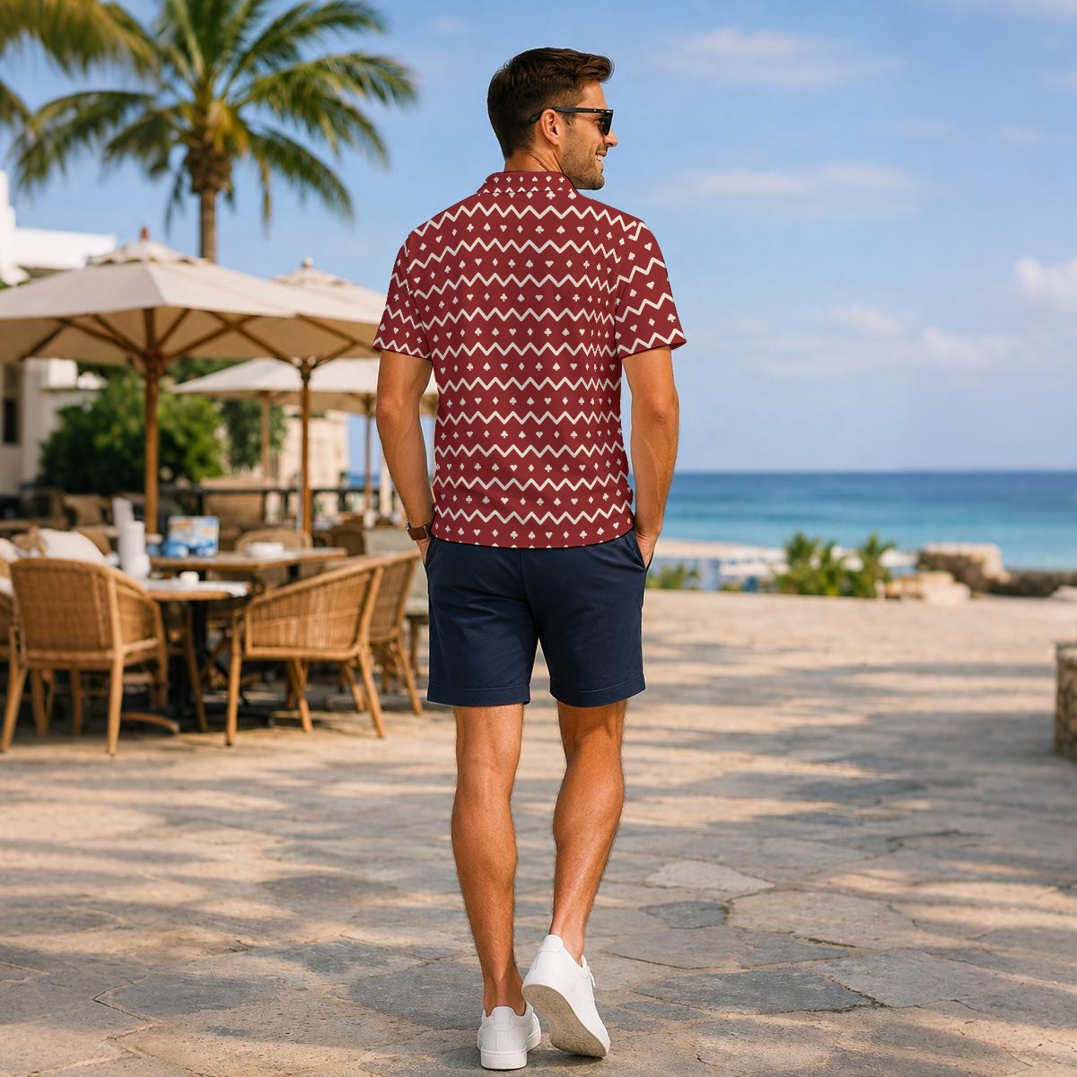 The Zigzag – Red Performance Golf Polo V4