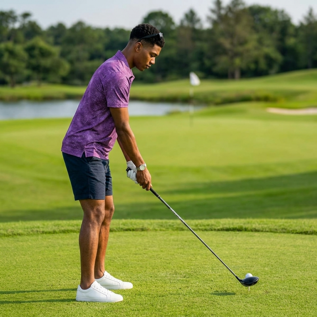 Purple Camo Performance Golf Polo V4