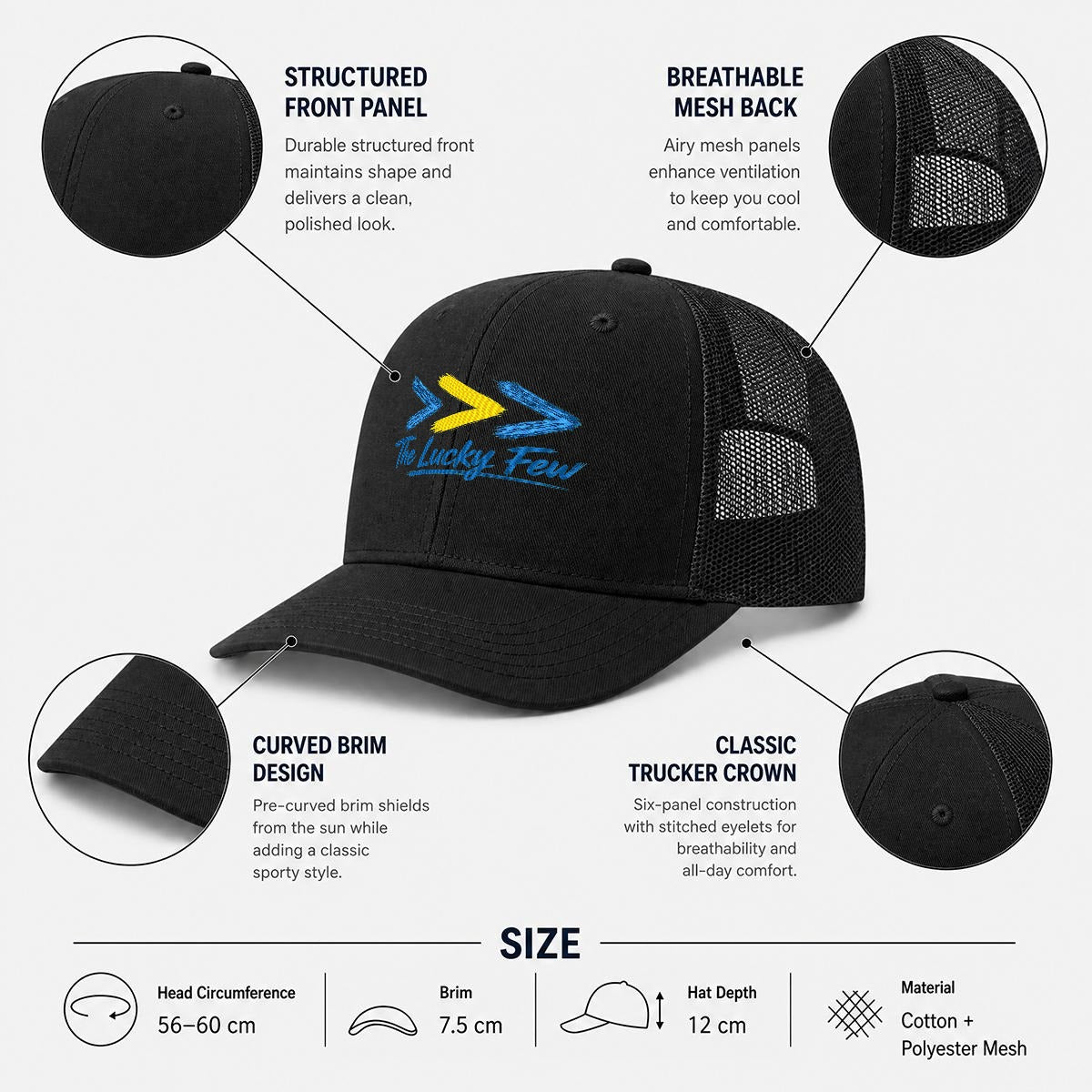 Embroidery Curved Mesh Cap For Golf