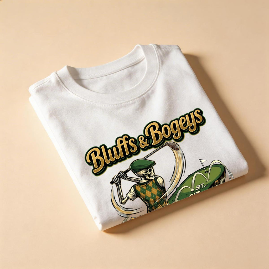 Bluffs & Bogeys “Sit… Sit… Ah Sh*t!” Tee "FRONT"