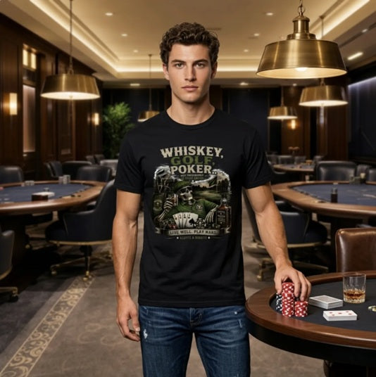 Whiskey, Golf, Poker... Not Necessarily in That Order™ T-Shirt Front