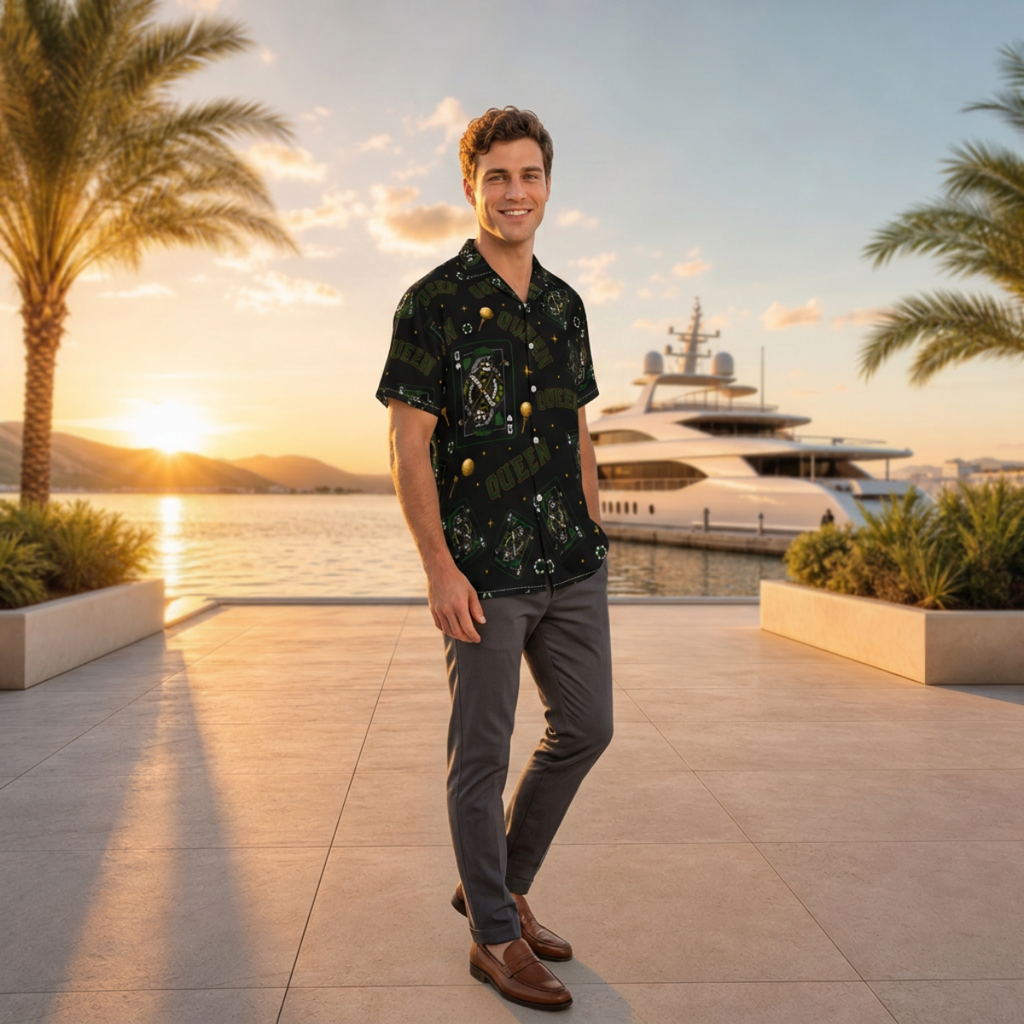 The Queen Button-Up Black/Green– Bluffs & Bogeys