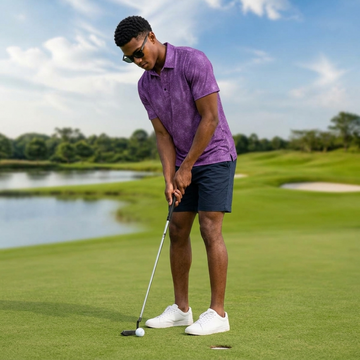 Purple Camo Performance Golf Polo V4