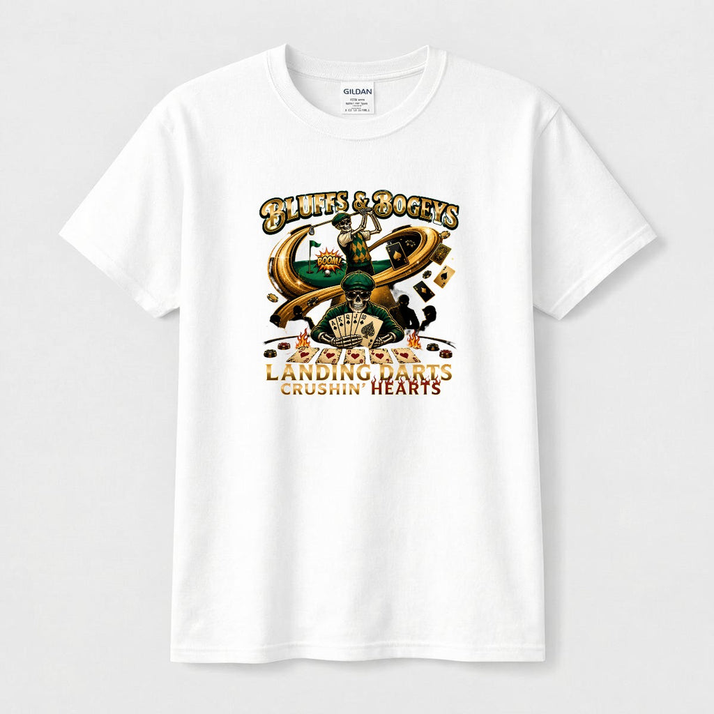 Bluffs & Bogeys “Landing Darts, Crushin Hearts” Front