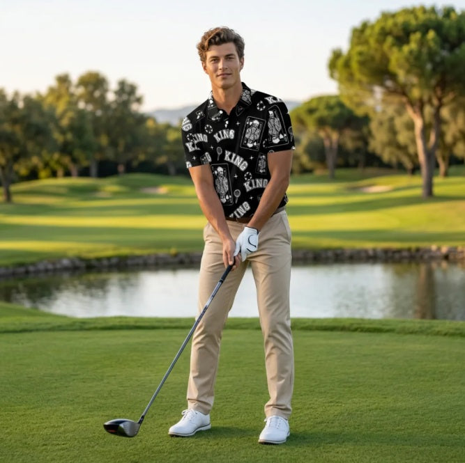 The King Performance Polo Black/White V4 – Bluffs & Bogeys