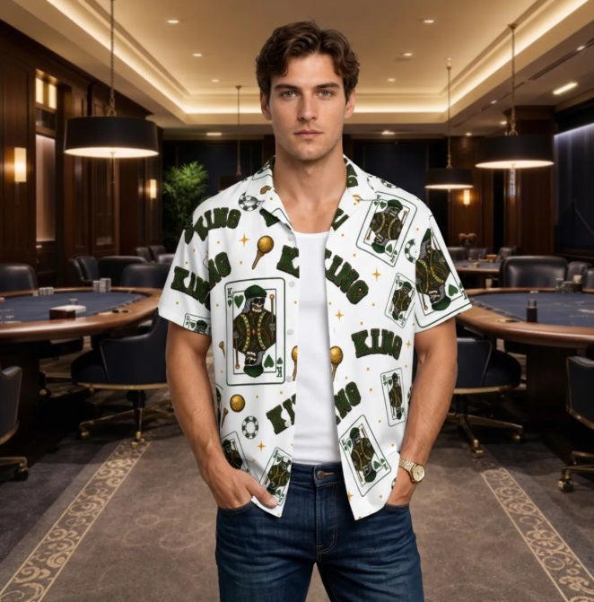 The King Button-Up White/Green – Bluffs & Bogeys