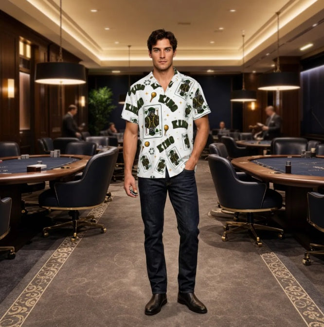 The King Button-Up White/Green – Bluffs & Bogeys