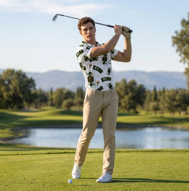 The King Performance Polo White/Green V4– Bluffs & Bogeys
