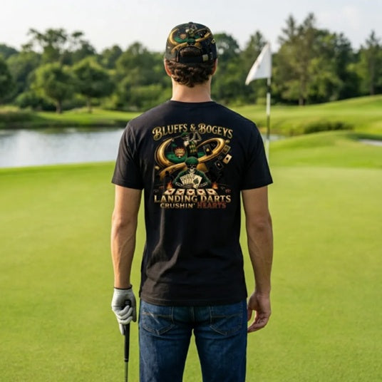 Bluffs & Bogeys “Landing Darts, Crushin Hearts” Back