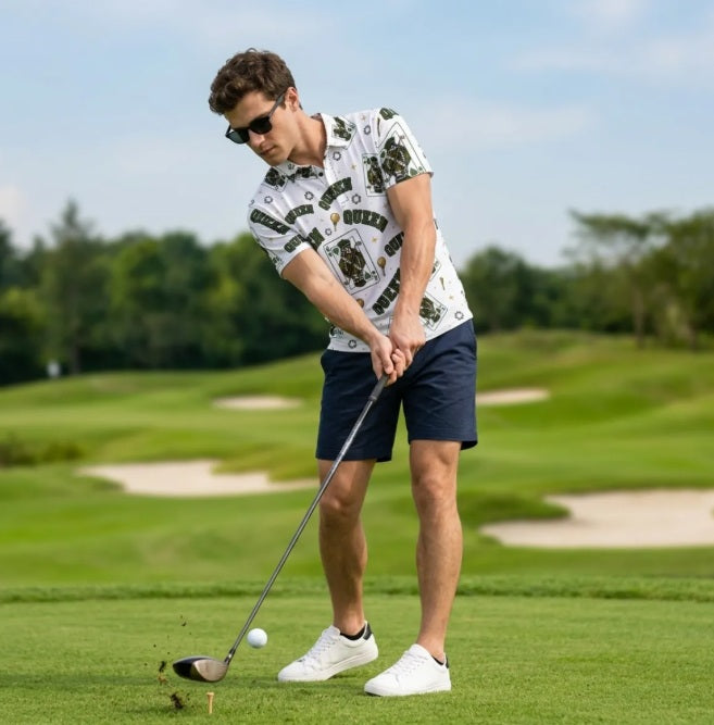 The Queen Performance Polo  White/ Green– Bluffs & Bogeys V4